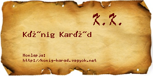 Kőnig Karád névjegykártya